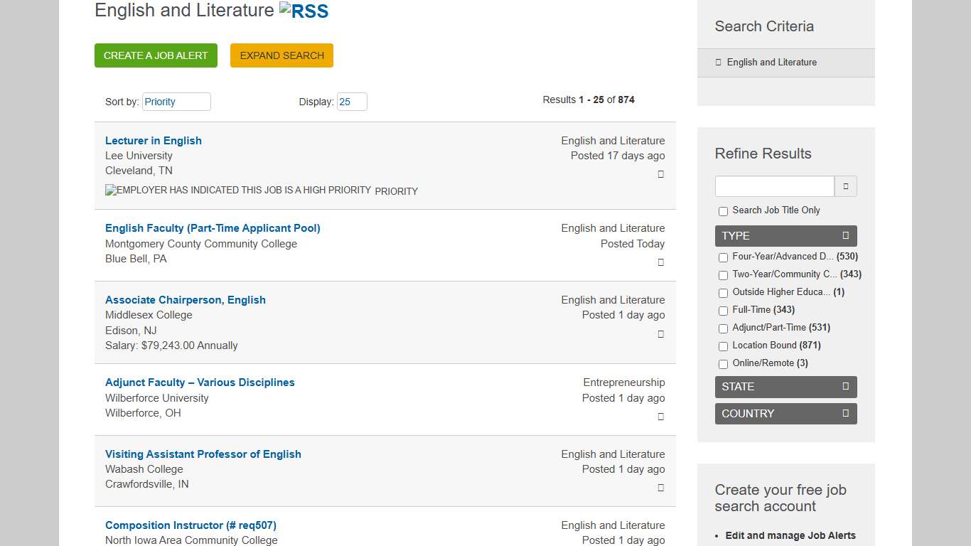 English and Literature Faculty Jobs - HigherEdJobs